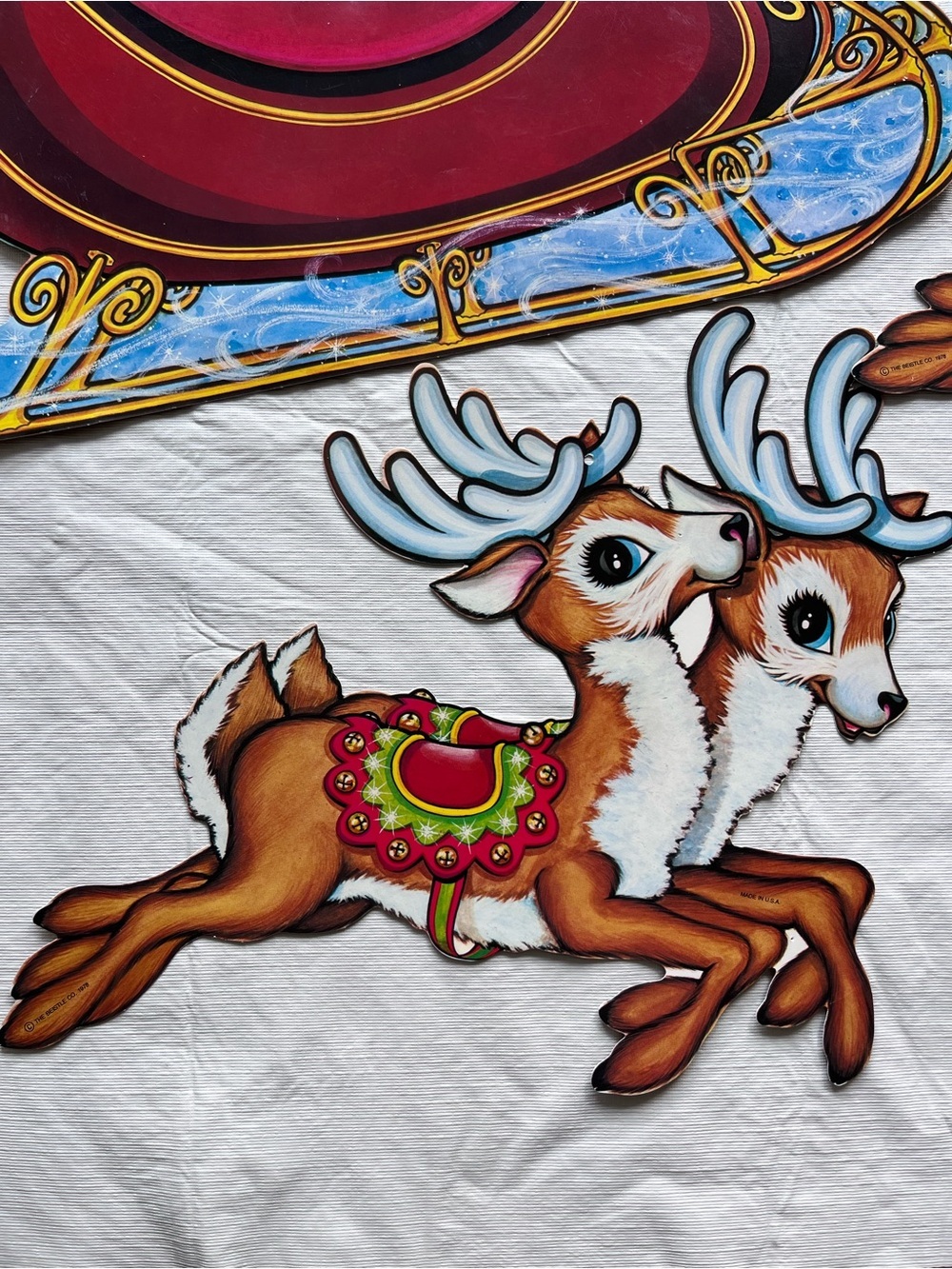 Vintage The Beistle Company 70’s Santa Reindeer Die Cut Out Set Christmas - Picture 5 of 11